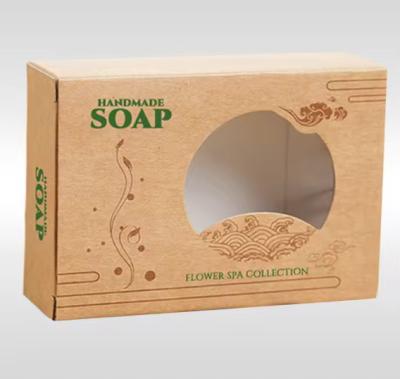 China Full Color Printing Brown Kraft Paper Small Handmade Soap Packaging Paper Box Custom for sale