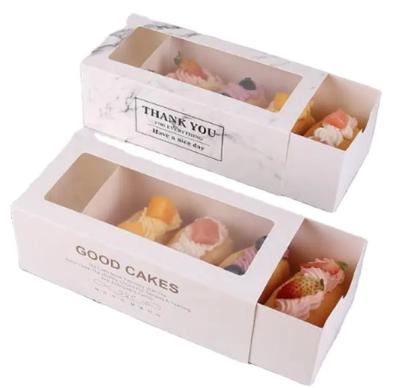 China Kraft Cardboard Bakery Packaging Box With Clear Display Window Food Grade Cake Snacks Bakery Gift Box for sale