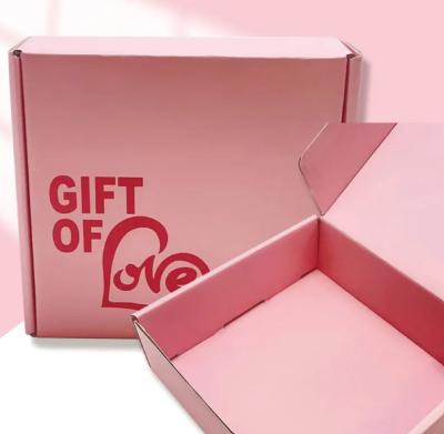 China Pink Color Cosmetic Corrugated Packaging Mailer Box Shipping Paper Box Custom Logo for sale