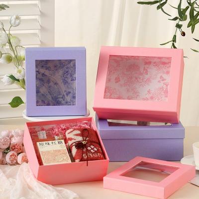 China Valentine's Day gift rigid gift box creative window with bow exquisite box for sale