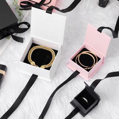 China Hot Valentine'S Day Gift Bow Flip Book-Shaped Rigid Gift Box Ring Earrings Necklace Jewelry for sale