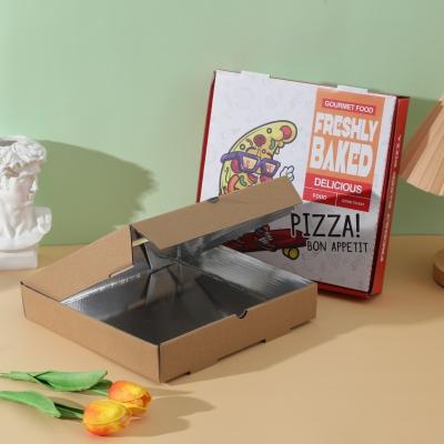 China Lebensmittelverpackung Klappkarton Pizzabox Fabrikproduktion kundenspezifische Logo Papier Pizzabox zu verkaufen