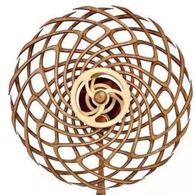 China Handcrafts Custom Wooden kinetic wooden sculptures kinetic sculpture wood Wind Rotating Windmill Decorative Infinity 3D Rotating Geometric for sale