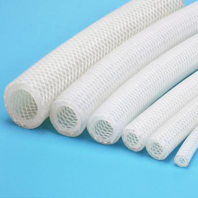 China Clear Silicon Food Grade Mesh Polyester Braiding Reinforced 25*35mm Silicon Hose Tube for sale