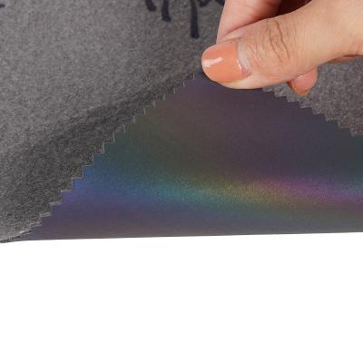 China Waterproof Reflective Space PU Leather For Luggage And Shoes Hats Lridescent Fashion Accessories Reflective for sale