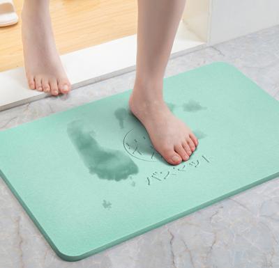 China Anti Slip Diatomite Terrazzo Bathroom Diatomaceous Water Eco-Friendly Tray Viable Quick Dry Keset Paw Foot Pad Mat for sale