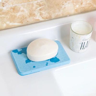 China Soap Diatomite Protector Water Absorption Quick Dry Non-slip Simple Viable Deodorant Soap Mat Portable Kitchen Bathroom Soap Dish for sale