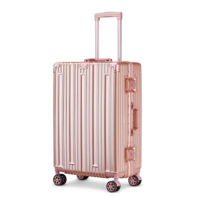 China School\Travel\etc Hard Shell Rolling Bags Aluminum Frame Luggage TSA Vintage Pink Suitcase 2022 20/24/28 inch PC Bottom Waterproof ABS Popular for sale