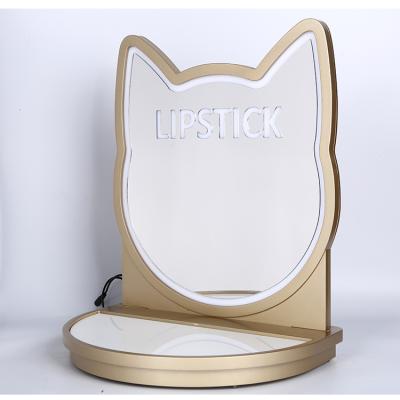 China Easy Installation Custom Cosmetic Acrylic Cylinder Display Stand Lipstick LED Display Lip Gloss Holder With Glass for sale