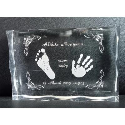 China Acrylic Baby Handprint Footprint Frame Acrylic Newborn Baby Announcement Picture Frame for sale