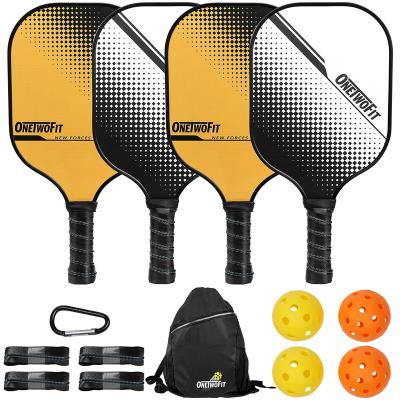 China Bodybuilding Fitness Onetwofit New Arrivals Printing Water Proof Pickle Ball UV Rackets Set Lightweight USAPA Standard Pickle Ball for sale