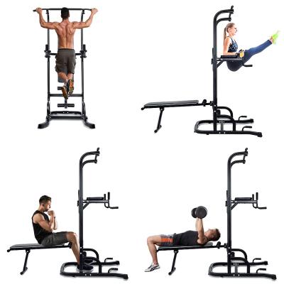 China Onetwofit Adjustable Power Tower Workout Multifunctional Home Fitness Equipment Pull Up Bar Dip Station with Gym Bench for sale