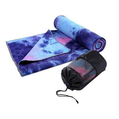 China QUICK DRY Yoga Mat Towel 63*183Cm Tie Dye Outdoor Dots Gym Drop Shipping Anti Slip Active Art Style Silicon Fiber Portable Home Travel for sale