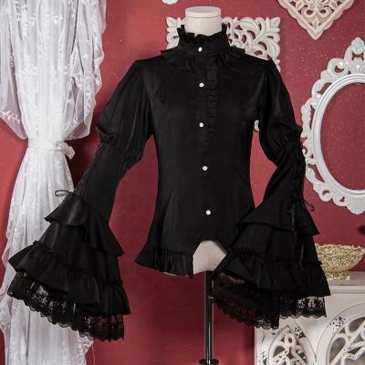 China Anti-wrinkle lolita long sleeve shirt for women Goth style lace blouse for sale