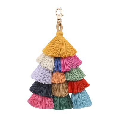 China Hot Sale Pre-sale Boho Popular Macrame Pom Pom Tassel Keychains Charms Tassel Decorations Handmade Multicolor For Handbags for sale