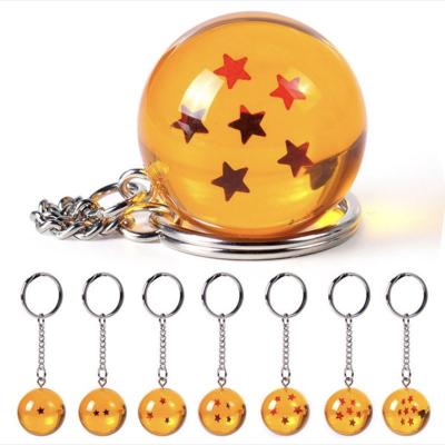 China Anime Dragon Resin Keychains Orange Pvc 1-7stars Goku Dragonball Plastic Key Chains Pendant Gift For Fans for sale