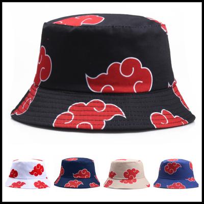 China Japanese Anime Cloud Logo Printed Summer Hat Women Men Panama Red Caped Bucket The Flat Design Sun Visor Fisherman Hat Anime Sun Hat for sale