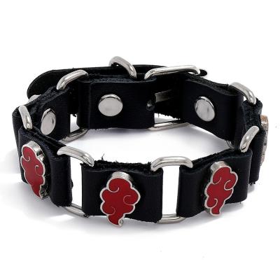 China Fashionable Anime Wholesale Men's Accessories Personalized Red Cloud Leather Wristband for sale