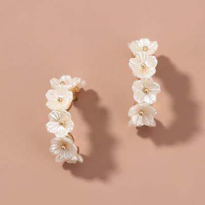 China 2022 FASHIONABLE Delicacy Vacation Summer 18K Bohemian Gold 925 Silver Stud Pearl Flower Earrings Jewelry Women for sale