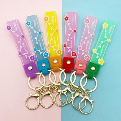 China 2022 Hot Fashion Cute PVC Flower Key Rings Key Chains Personalized Accessories For Bag for sale