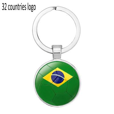 China Hot Modern Simplicity Football Party Top 32 Key Chain Brazil Argentina Spain Mexico Switzerland Portugal Soccer Flag Time Gem Keychain Car Pendant for sale