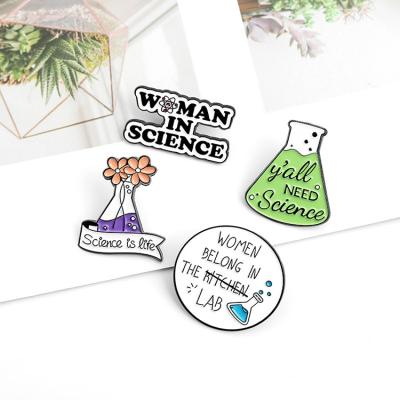 China 2022 Hot ALLOY Scientist Brooches Science Chemistry Enamel Pin Lapel Pin For Bag Clothes Badge Jewelry Gift Kids for sale