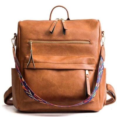 China Large Capacity Waterproof Wholesale Hot Casual Students School Bag Backpack Women Multifunctional Leather Travel Backpack for sale