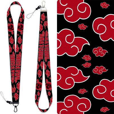 China Red Logo Lanyard Keychain Itachied Uchihas Pendant Polyester Anime Cloud ID Card Mobile Accessories for sale