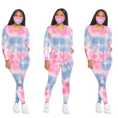 China Breathable Winter Sets Women Two Piece Jogger Pants Cotton Long Sleeve Tie Dye Set Two Piece Set Joggers Women Clothing for sale