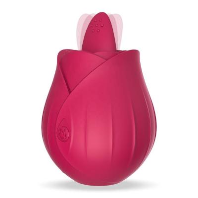 China 9-Frequency Vibration Girls Power Rose Shaped Tongue Licking Vibrator Feminine Sucking Brush Vibration Stimulation Toys Clitoris For Ladies Rose Vibrato for sale