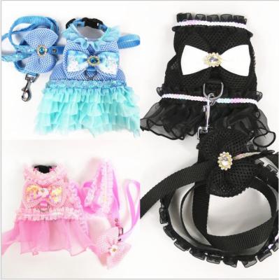 China Breathable Pet Skirt Princess Style Pet Clothes Teddy Yorkshire Traction Dog Lace Functional Petto Summer New Fabric for sale