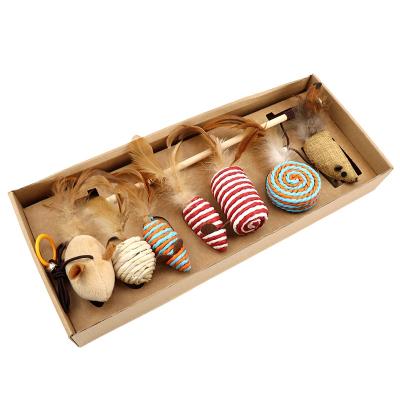 China Factory Direct Sale Viable Mint Lick Pet Cat Toy Interactive 7pc Sets Cat Mouse Toy Cat Toy Set for sale