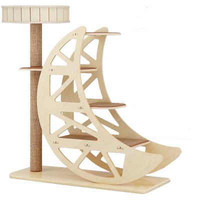 China Sustainable New Design 2021 Furniture Cat Tree Cheap With Cat Luxury Scratch Wooden Pole for sale