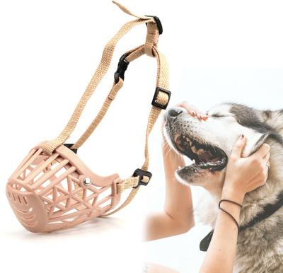 China Viable Large Petto Dog Basket Muzzle Cover Net Cage No Barking Dog Outdoor Adjustable Muzzle Chew for sale