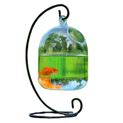 China Viable creative transparent cylindrical glass aquarium glass vase handmade hanging home decoration ornaments glass aquarium for sale