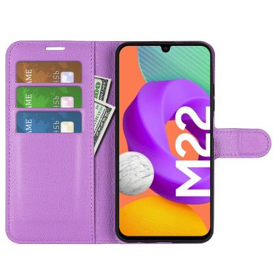 China Shockproof Mobile Phone Flip Case For Samsung M22 Mobile Phone Wallet Case PU Holder Card Slot Leather Cover for sale