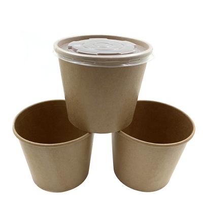 China Hot Sale Recyclable Noodle Soup Paper Bowl Wrapping Paper Bowl With Lids Biodegradable Soup Bowl With Lid for sale