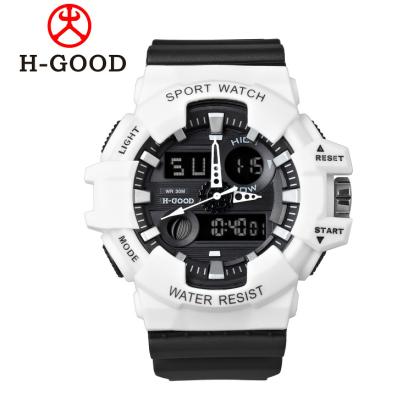 China H-GOOD 780 Alarm Man Sports Watch Quartz Digital Military Wrist Watch Colorful Plastic Band Watch For Men for sale