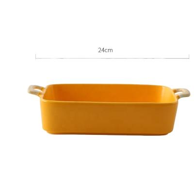 China Creative Special Ceramic Cheese Baked Microwave Rice Bowl Viable Hot Selling Binaural Bowl for sale