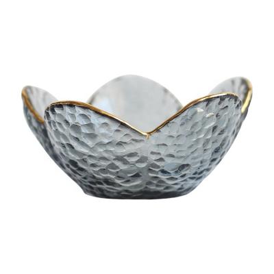 China Viable Hot Sale Household Glass Bowl Gold Rim Crystal Fruit Dessert Dried Fruit Bowl for sale