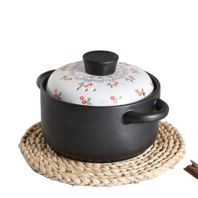 China Sustainable Ceramic Soup Stew Pot With Lid Clay Pot Cookware Stone Pot for sale