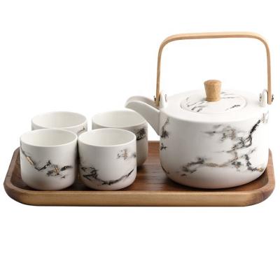 China Viable Ceramic Creative Pattern Flower Tea Set Teapot Teapot Tea Cup Coffee Mug Pot Set Japanese for sale