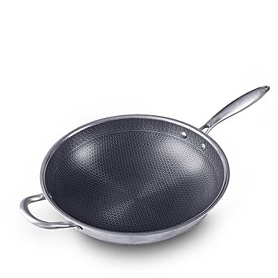 China Sustainable Chinese Style Wok Stainless Steel Non-stick Frying Pan for sale