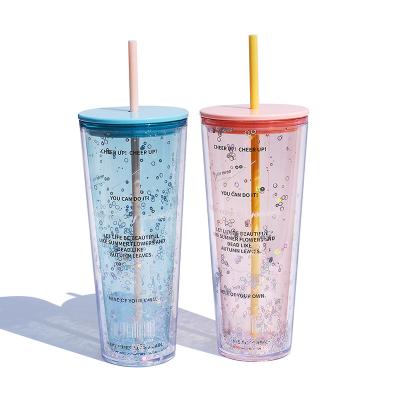 China DOUBLE WALL DOUBLE WALL PS Coffee Cup Promotional Plastic Reusable Drinkware Juice Cup for sale