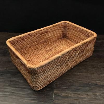 China Fall Viable Vietnamese Cane Woven Storage Basket Handwoven Basket Square Storage Box for sale