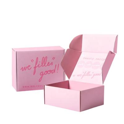 China High Quality Recyclable Logo Printing Pink Cardboard Clothes Packaging Mailer Corrugated Mailing Mailing Boxes for sale