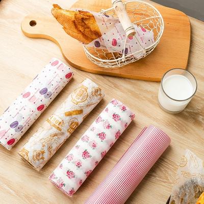 China Biodegradable Recycled Wax Roll Sandwich Paper Food Wax Custom Square Offset Printing Sandwich Wrap Paper for sale