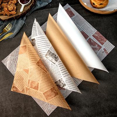 China Biodegradable Custom Printed Wrapping Paper Food Grade Wax Paper Customize Logo Greaseproof Pe Wax Burger Wrap Paper for sale