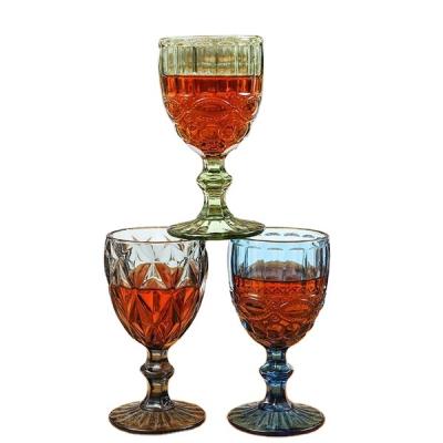 China American Style 240ml 300ml Goblet Thickened European Retro Colored Champagne Glass Wine Glass for sale