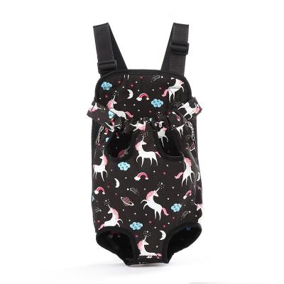 China Newleader Pet Sustainable Peito Mochila Pet Printed Multicolor Pet Chest Bag For Outdoor Travel for sale